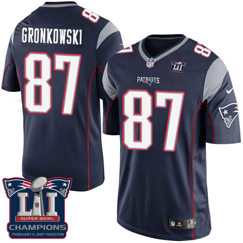 Nike Patriots 87 Rob Gronkowski Navy 2017 Super Bowl LI Champions Youth Game Jersey