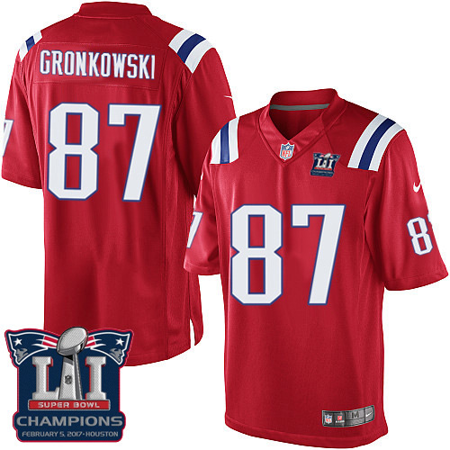 Nike Patriots 87 Rob Gronkowski Red 2017 Super Bowl LI Champions Youth Game Jersey