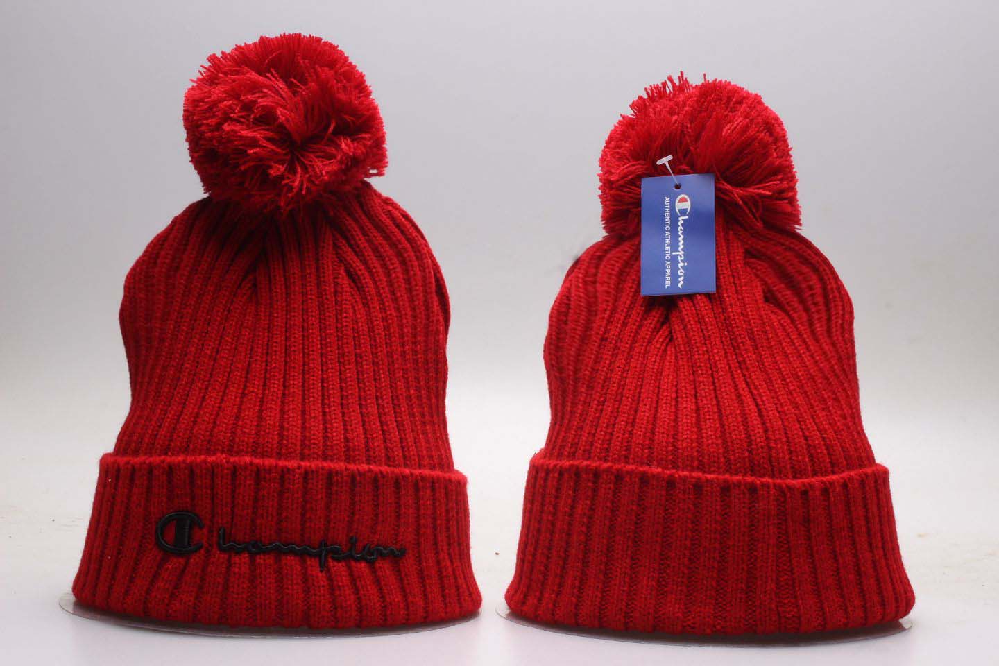 Champion Red Fashion Sport Pom Knit Hat YP