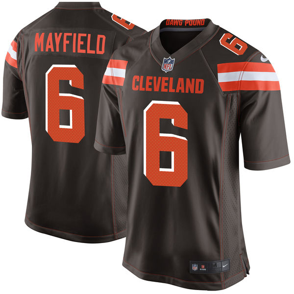 Nike Browns 6 Baker Mayfield Brown Youth 2018 Draft Pick Game Jersey
