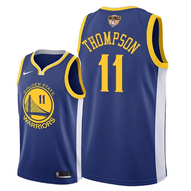 Warriors 11 Klay Thompson Blue 2018 NBA Finals Nike Swingman Jersey