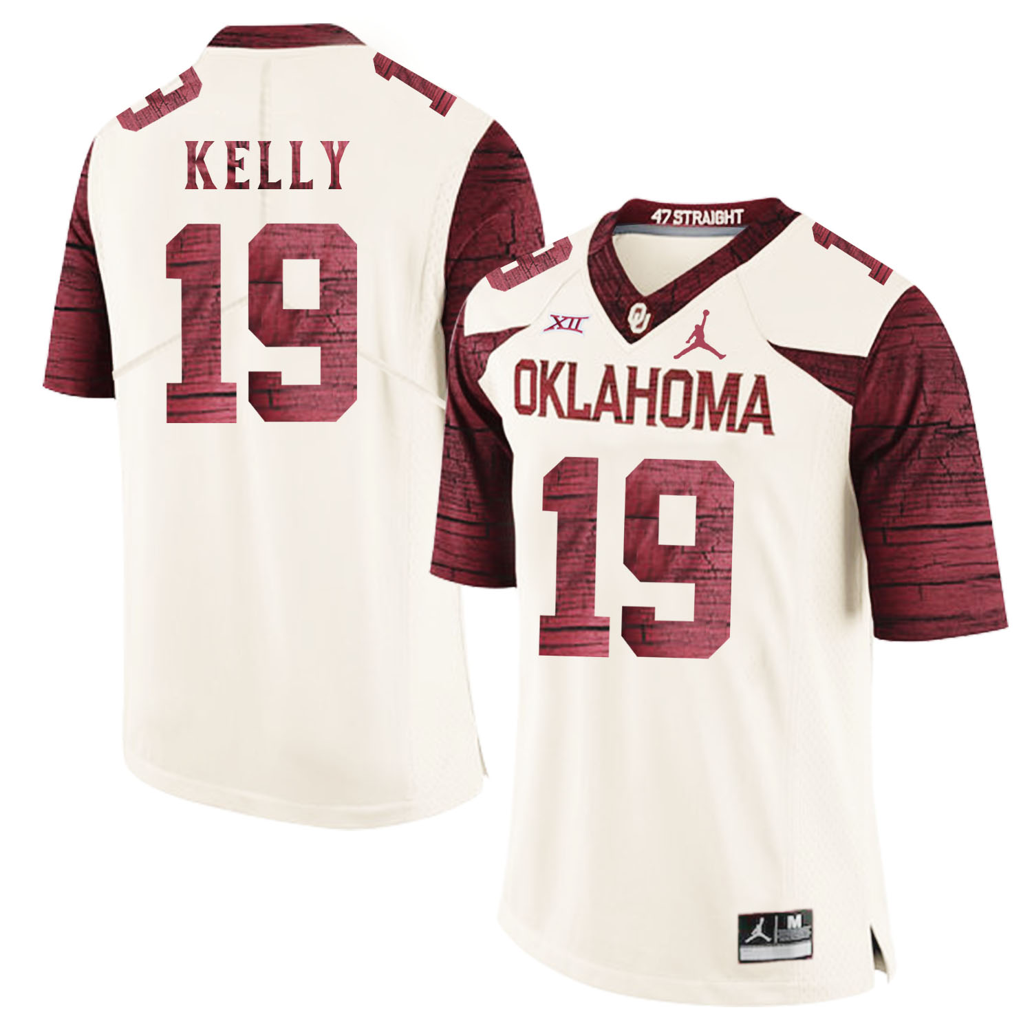 Oklahoma Sooners 19 Caleb Kelly White 47 Game Winning Streak College Football Jersey