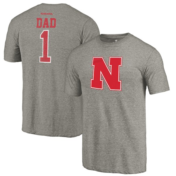 Nebraska Cornhuskers Fanatics Branded Gray Greatest Dad Tri-Blend T-Shirt