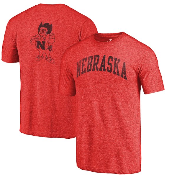 Nebraska Cornhuskers Fanatics Branded Heathered Scarlet Vault Two Hit Arch T-Shirt