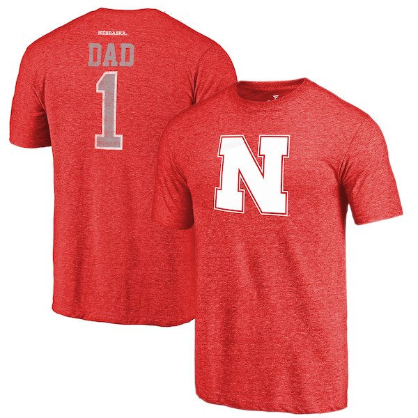 Nebraska Cornhuskers Fanatics Branded Scarlet Greatest Dad Tri-Blend T-Shirt