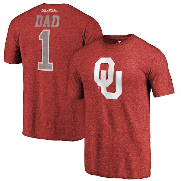 Oklahoma Sooners Fanatics Branded Crimson Greatest Dad Tri-Blend T-Shirt