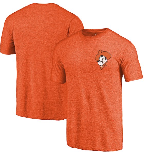 Oklahoma State Cowboys Fanatics Branded Orange Heather Left Chest Distressed Logo Tri-Blend T-Shirt