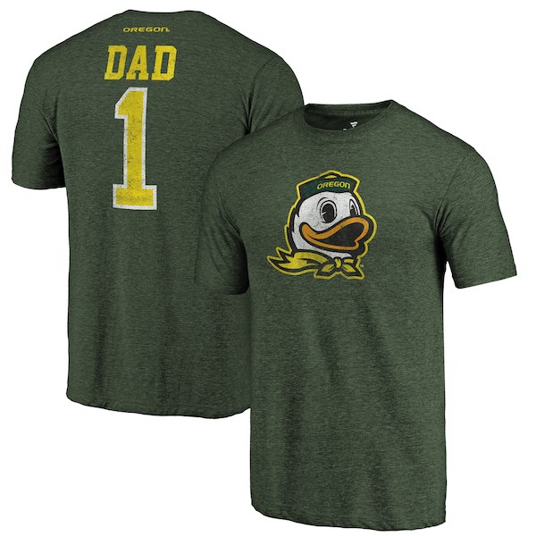 Oregon Ducks Fanatics Branded Green Greatest Dad Tri-Blend T-Shirt