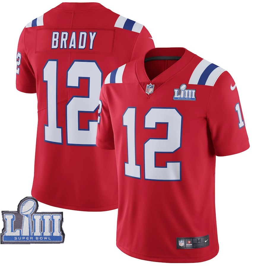 Nike Patriots 12 Tom Brady Red 2019 Super Bowl LIII Vapor Untouchable Limited Jersey