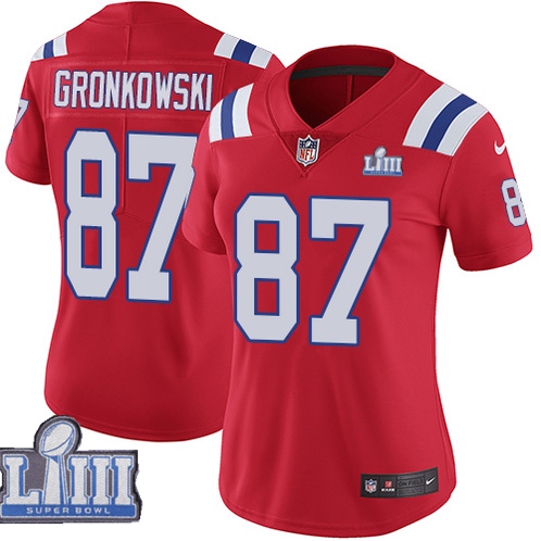 Nike Patriots 87 Rob Gronkowski Red Women 2019 Super Bowl LIII Vapor Untouchable Limited Jersey