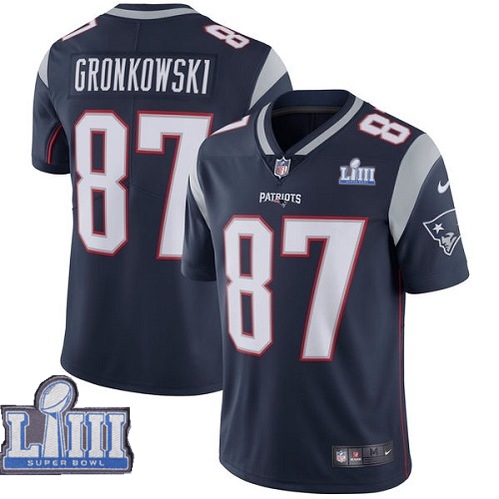 Nike Patriots 87 Rob Gronkowski Navy 2019 Super Bowl LIII Vapor Untouchable Limited Jersey