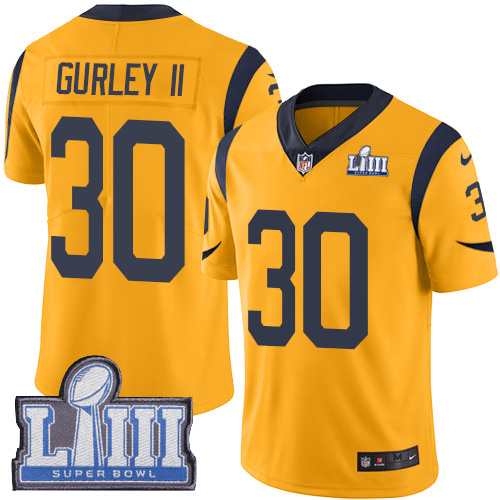 Nike Rams 30 Todd Gurley II Gold Youth 2019 Super Bowl LIII Color Rush Limited Jersey