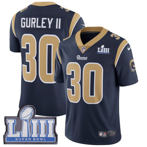 Nike Rams 30 Todd Gurley II Navy Youth 2019 Super Bowl LIII Vapor Untouchable Limited Jersey
