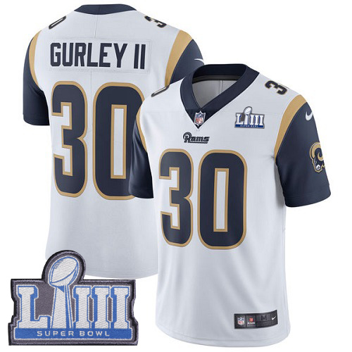 Nike Rams 30 Todd Gurley II White Youth 2019 Super Bowl LIII Vapor Untouchable Limited Jersey