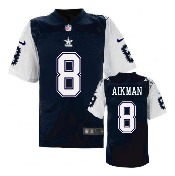 Nike Cowboys 8 Troy Aikman Blue Throwback Elite Jersey