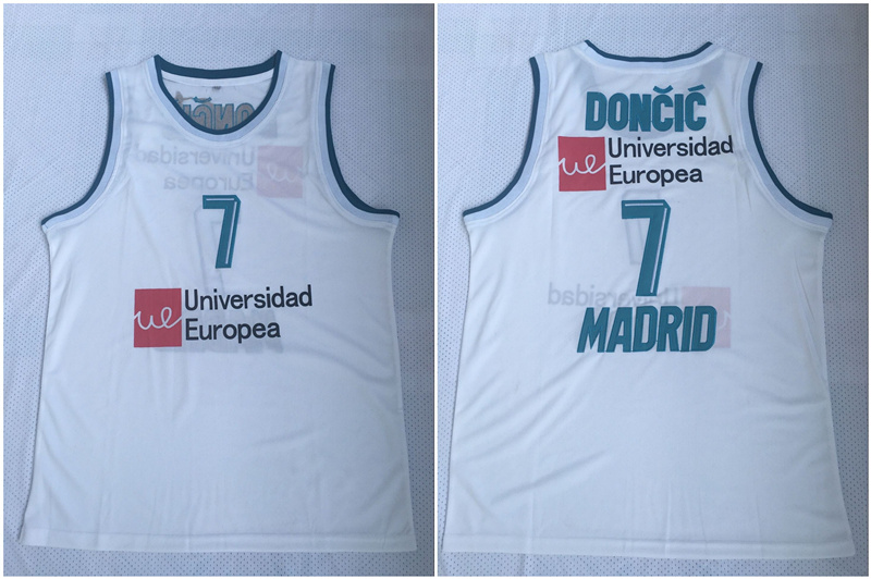 Real Madrid 7 Luka Doncic White Basketball Home Jersey 2017/18