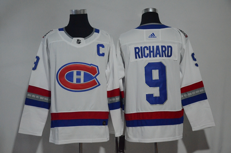 Canadiens 9 Maurice Richard White 2017 NHL 100 Classic Adidas Jersey