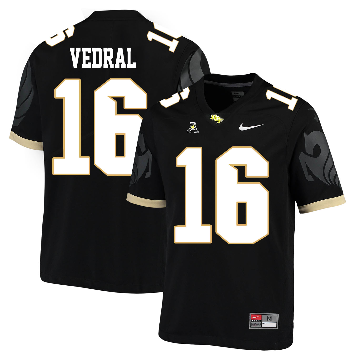 UCF Knights 16 Noah Vedral Black College Football Jersey