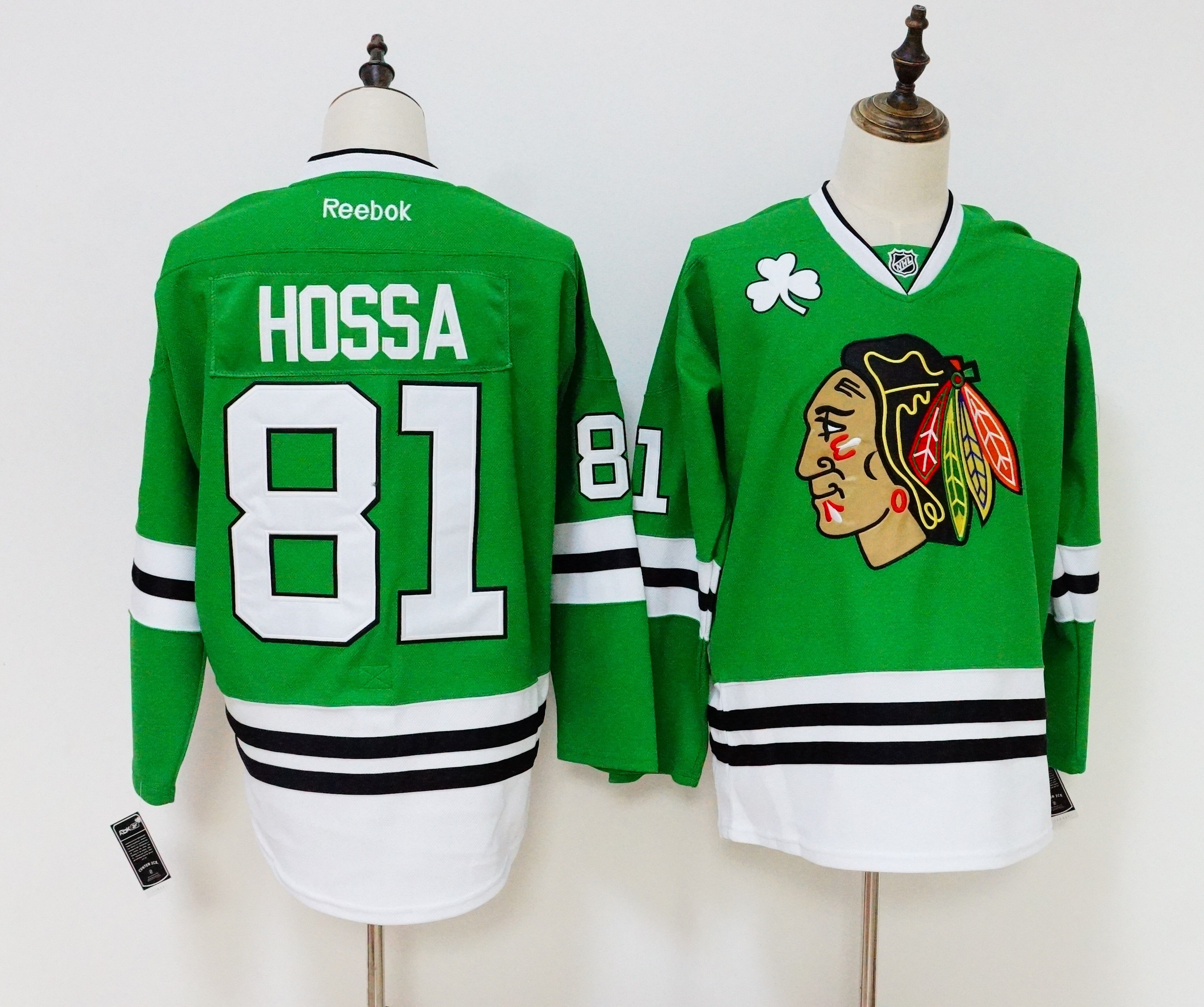 Blackhawks 81 Marian Hossa Green Reebok Jersey