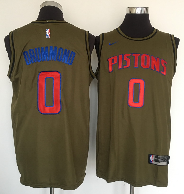 Pistons 0 Andre Drummond Olive Nike Swingman Jersey