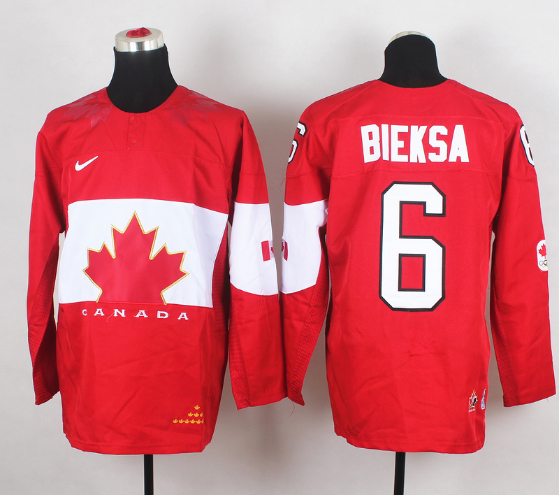 Canada 6 Bieksa Red 2014 Olympics Jerseys