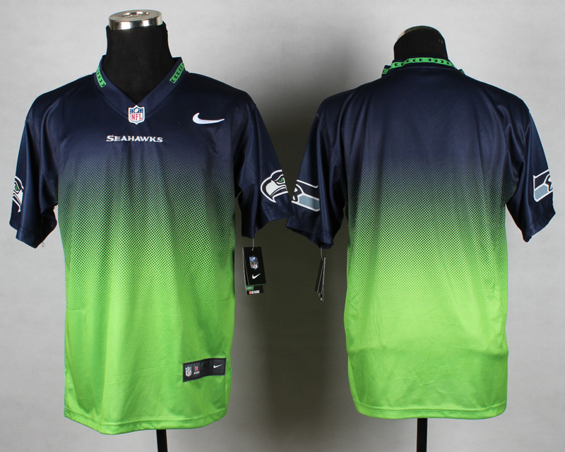 Nike Seahawks Blue And White Drift Fashion II Custom Jerseys