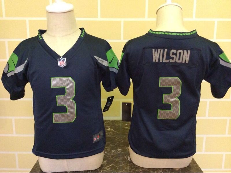 Nike Seahawks 3 Russell Wilson Blue Toddler Game Jersey