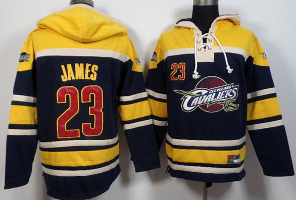 Cavaliers 23 LeBron James Navy Blue All Stitched Hooded Sweatshirt