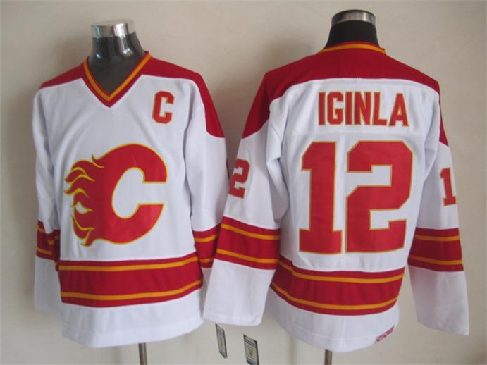Flames 12 Iginla White CCM Jerseys