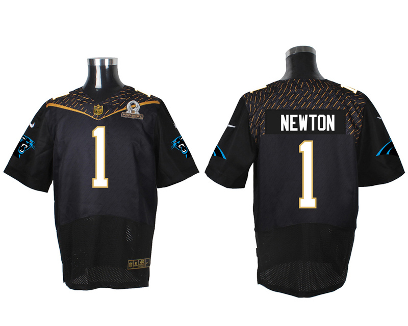 Nike Panthers 1 Cam Newton Black 2016 Pro Bowl Elite Jersey