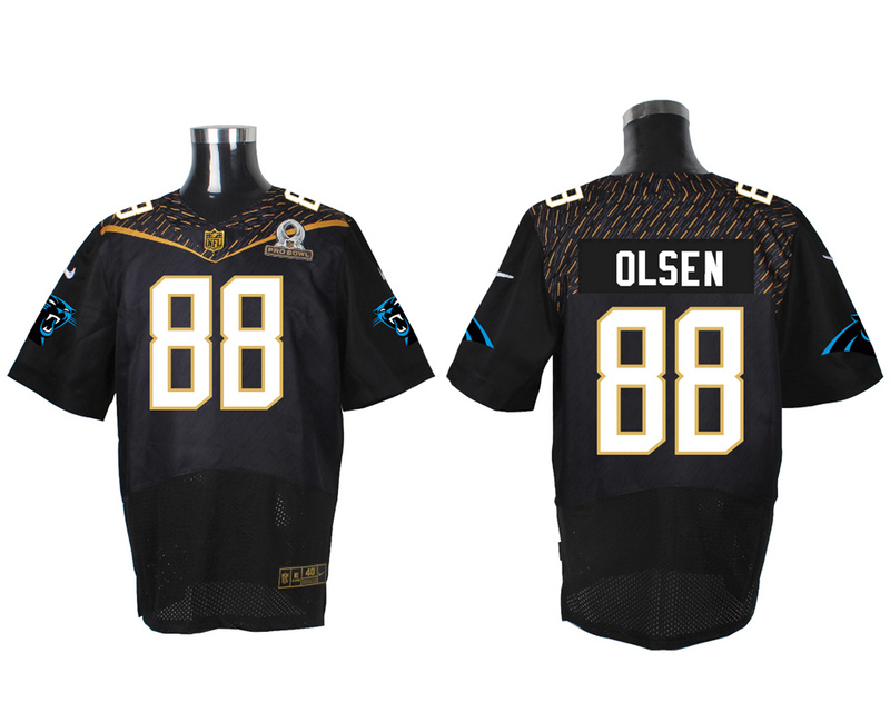 Nike Panthers 88 Greg Olsen Black 2016 Pro Bowl Elite Jersey