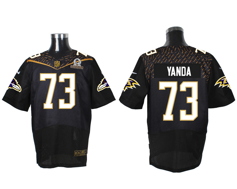 Nike Ravens 73 Marsha Yanda Black 2016 Pro Bowl Elite Jersey
