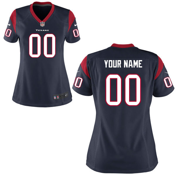 Nike Houston Texans Navy Women Game Customized Jersey