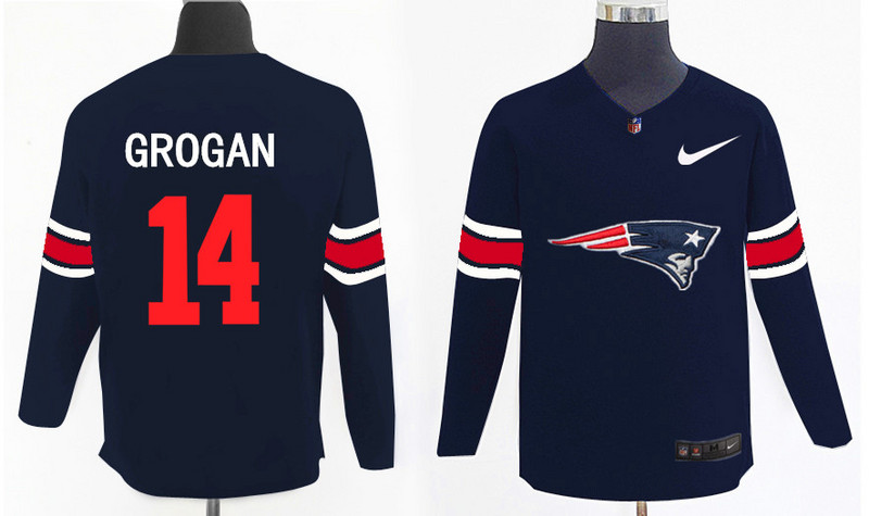 Nike Patriots 14 Steve Grogan Navy Knit Sweater
