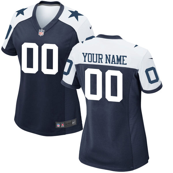 Nike Dallas Cowboys Navy Throwback Women Game Customized Jersey