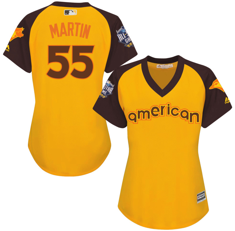 Blue Jays 55 Russell Martin Yellow Women 2016 All-Star Game Cool Base Batting Practice Player Jersey