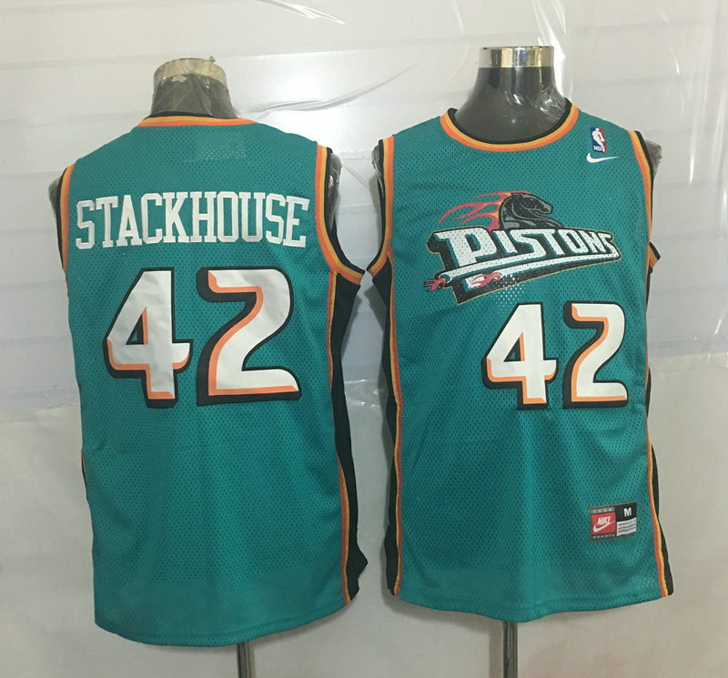 Pistons 42 Jerry Stachouse Teal Nike Stitched Jersey