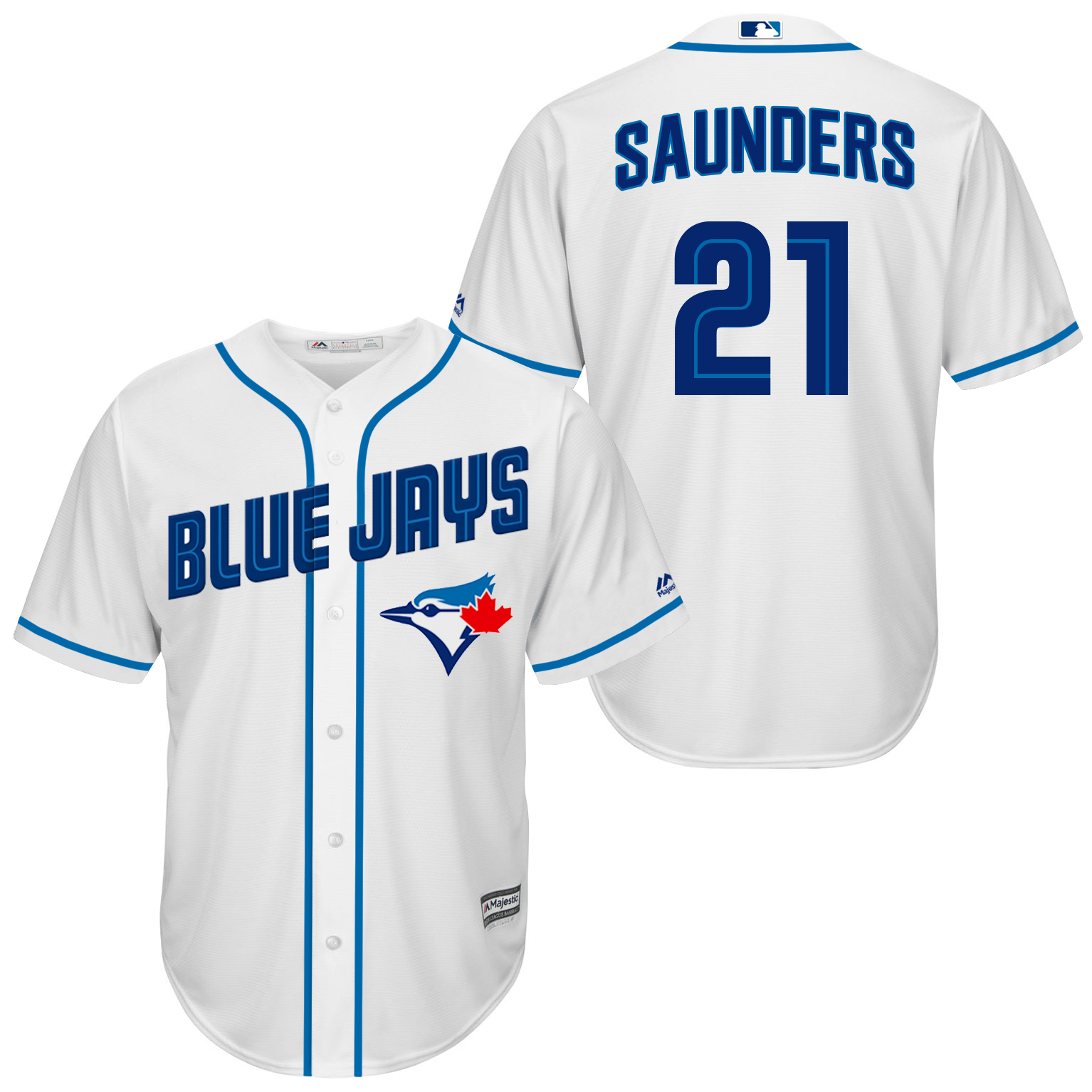 Blue Jays 21 Michael Saunders White New Cool Base Jersey