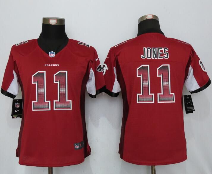 Nike Falcons 11 Julio Jones Red Pro Line Fashion Strobe Women Limited Jersey