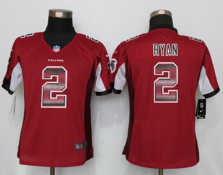 Nike Falcons 2 Matt Ryan Red Pro Line Fashion Strobe Women Limited Jersey