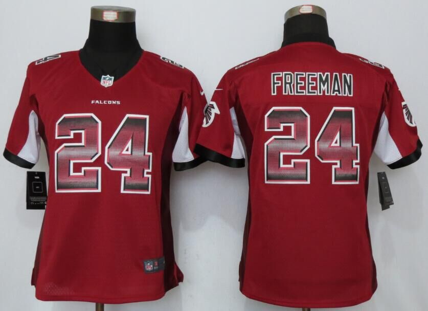 Nike Falcons 24 Devonta Freeman Red Pro Line Fashion Strobe Women Limited Jersey