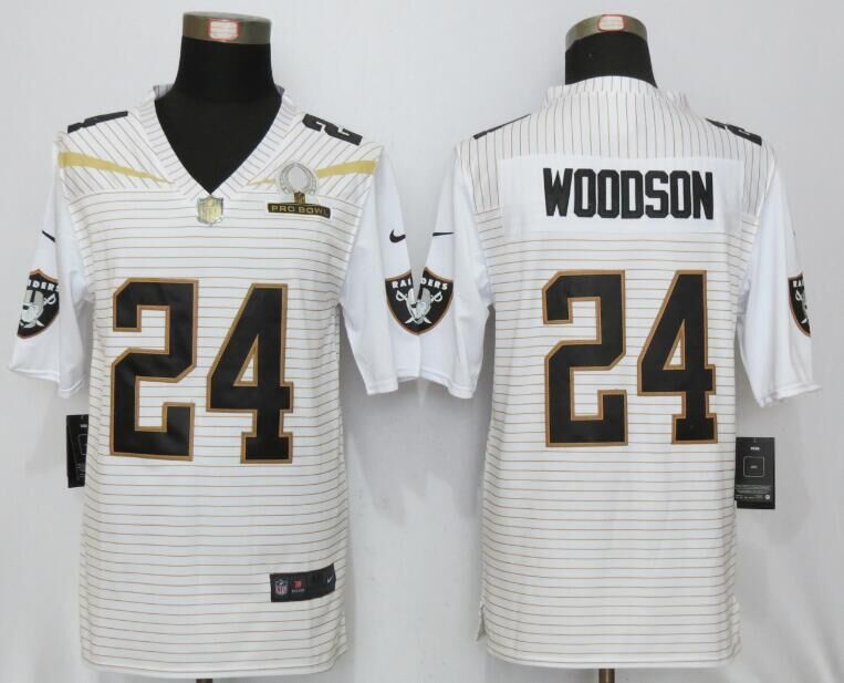 Nike Raiders 24 Charles Woodson White 2016 Pro Bowl Elite Jersey