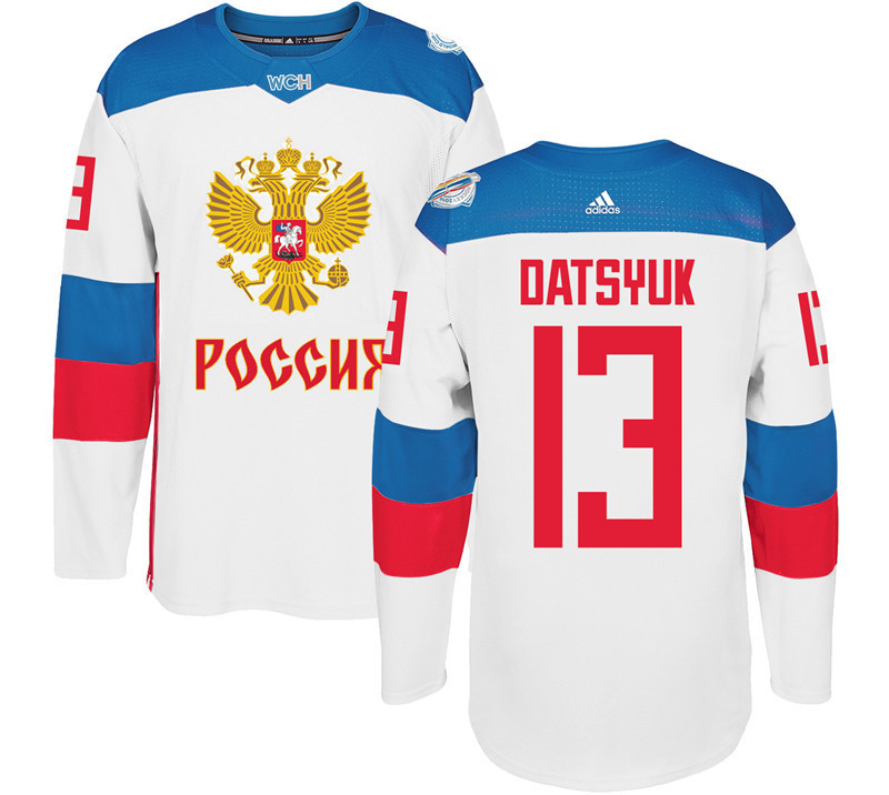 Russia 13 Pavel Datsyuk White 2016 World Cup Of Hockey Premier Player Jersey