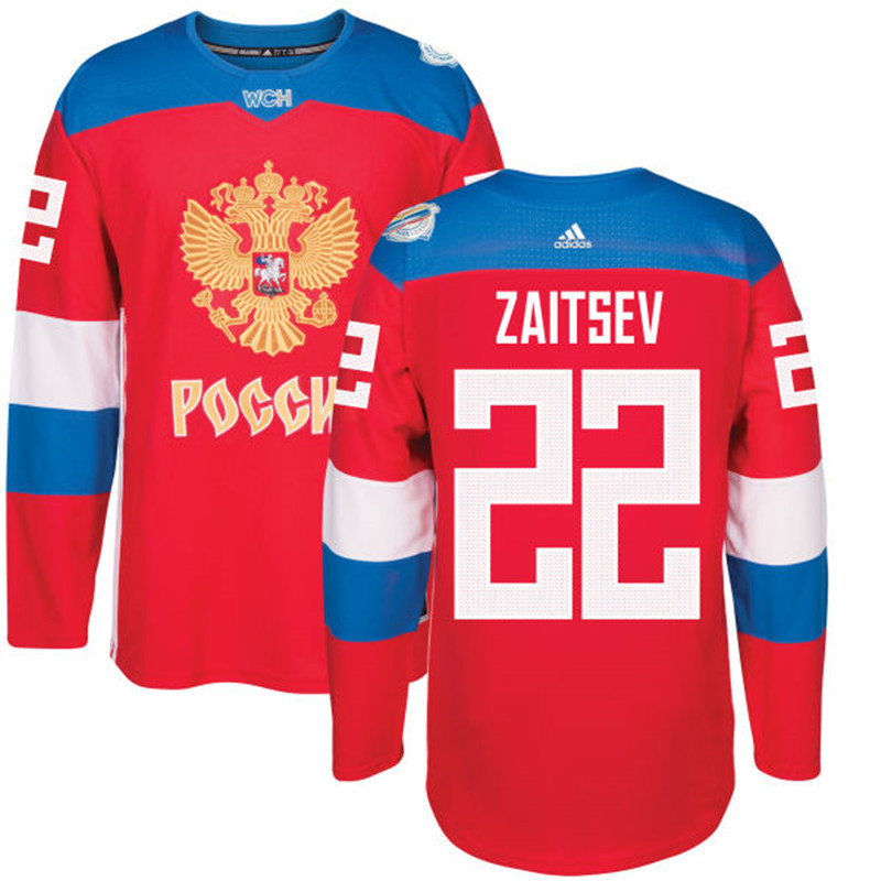 Russia 22 Nikita Zaitsev Red 2016 World Cup Of Hockey Premier Player Jersey