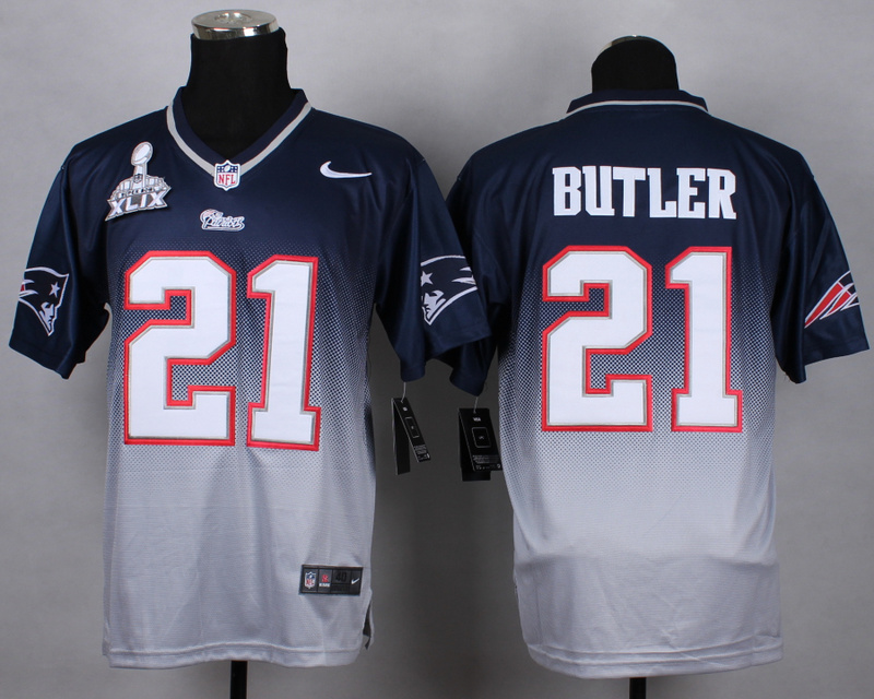 Nike Patriots 21 Butler Blue And Grey 2015 Super Bowl XLIX Drift Fashion II Elite Jerseys