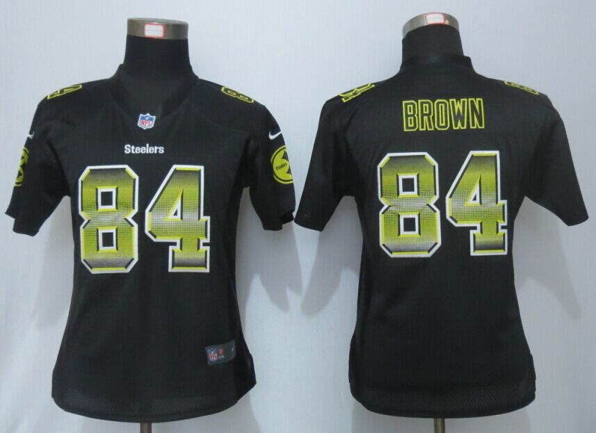 Nike Steelers 84 Antonio Brown Pro Line Fashion Strobe Women Jersey