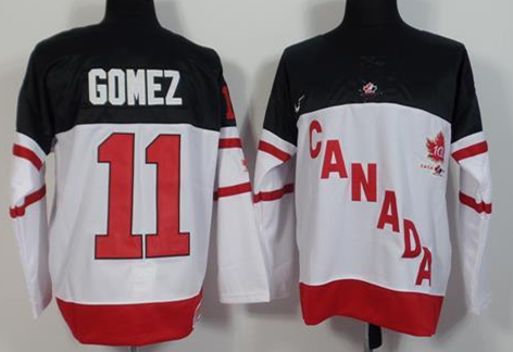 Canada 11 Gomez White 100th Celebration Jersey