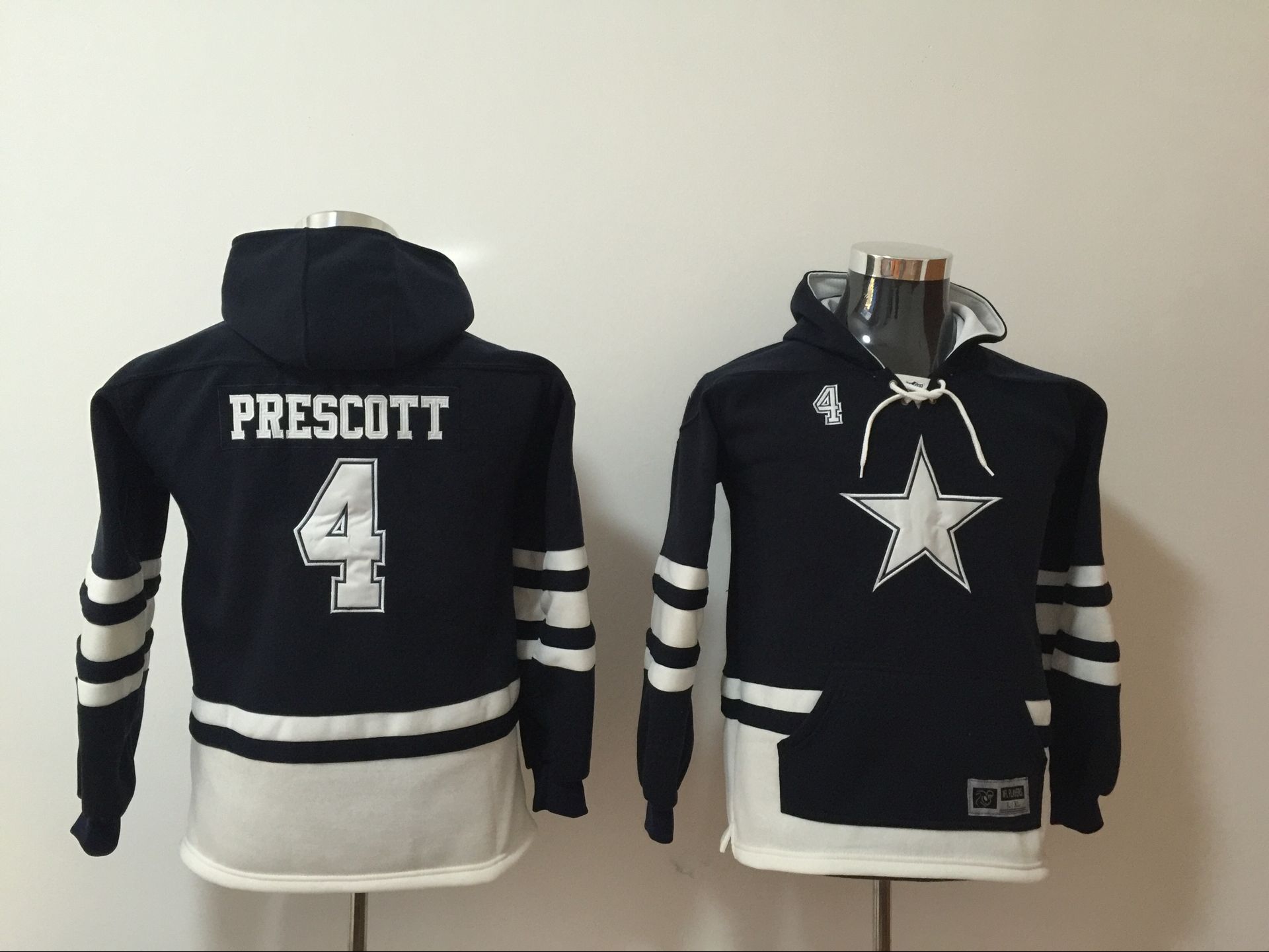 Dallas Cowboys 4 Dak Prescott Navy Youth All Stitched Hooded Sweatshirt