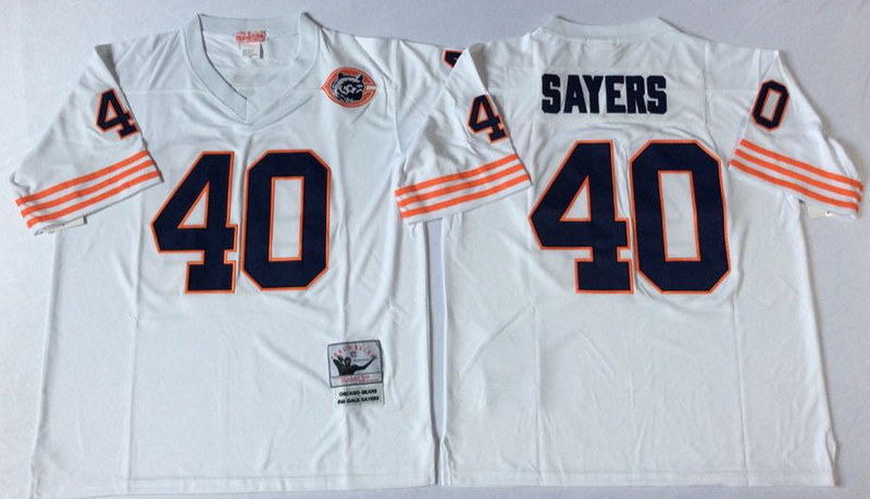 Bears 40 Gale Sayers White M&N Throwback Jersey
