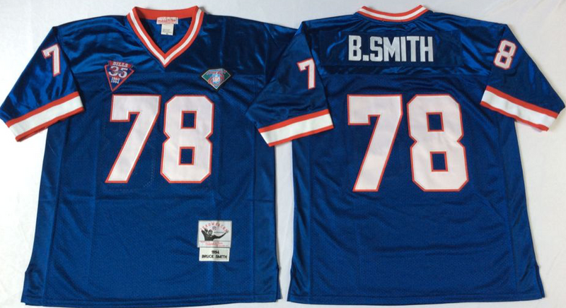 Bills 78 Bruce Smith Blue M&N Throwback Jersey